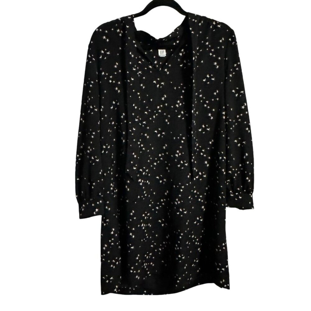 Gap Dress Women star print galaxy dress long sleeve over sized bow‎ tie Large